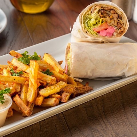 Lunch favourite Pita wrap with fries
